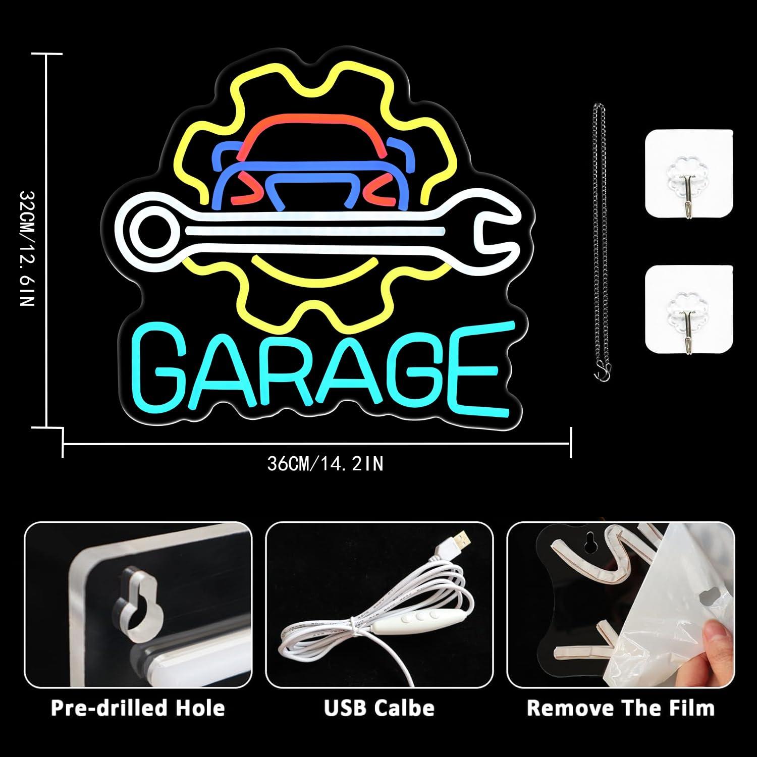 Garage Neon Sign USB Powered L - Auto Repair Shop Signs ulasan dan harga