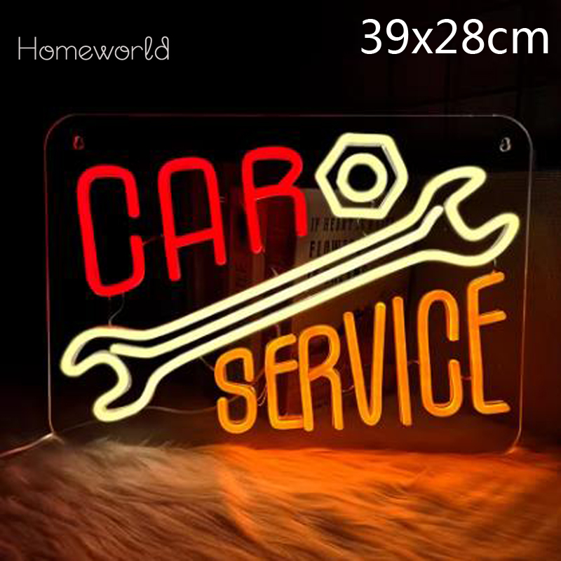 Car Service Neon Sign  Warm Wh - Auto Repair Shop Signs ulasan dan harga