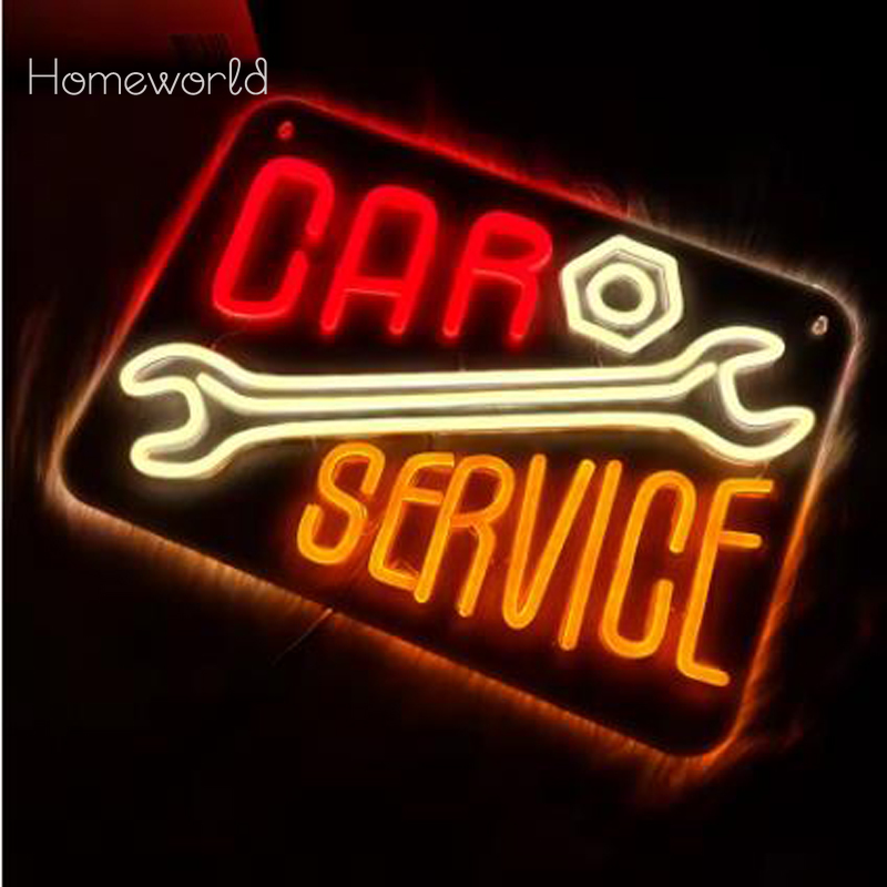 Car Service Neon Sign  Warm Wh - Auto Repair Shop Signs ulasan dan harga