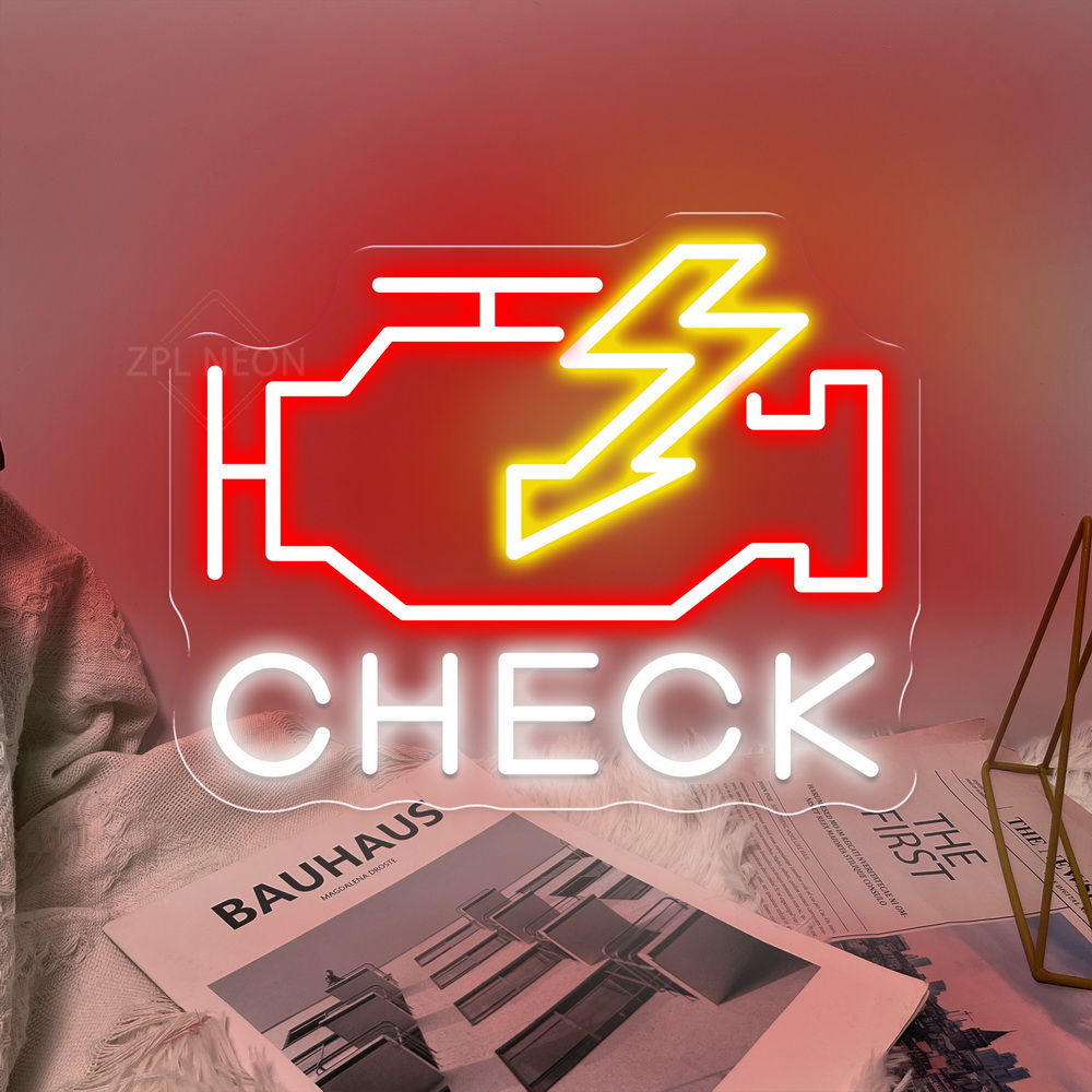 Check Engine Neon Sign Led Lig - Auto Repair Shop Signs ulasan dan harga