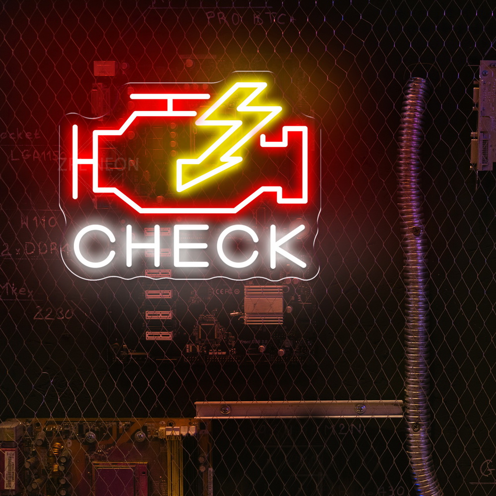 Check Engine Neon Sign Led Lig - Auto Repair Shop Signs ulasan dan harga