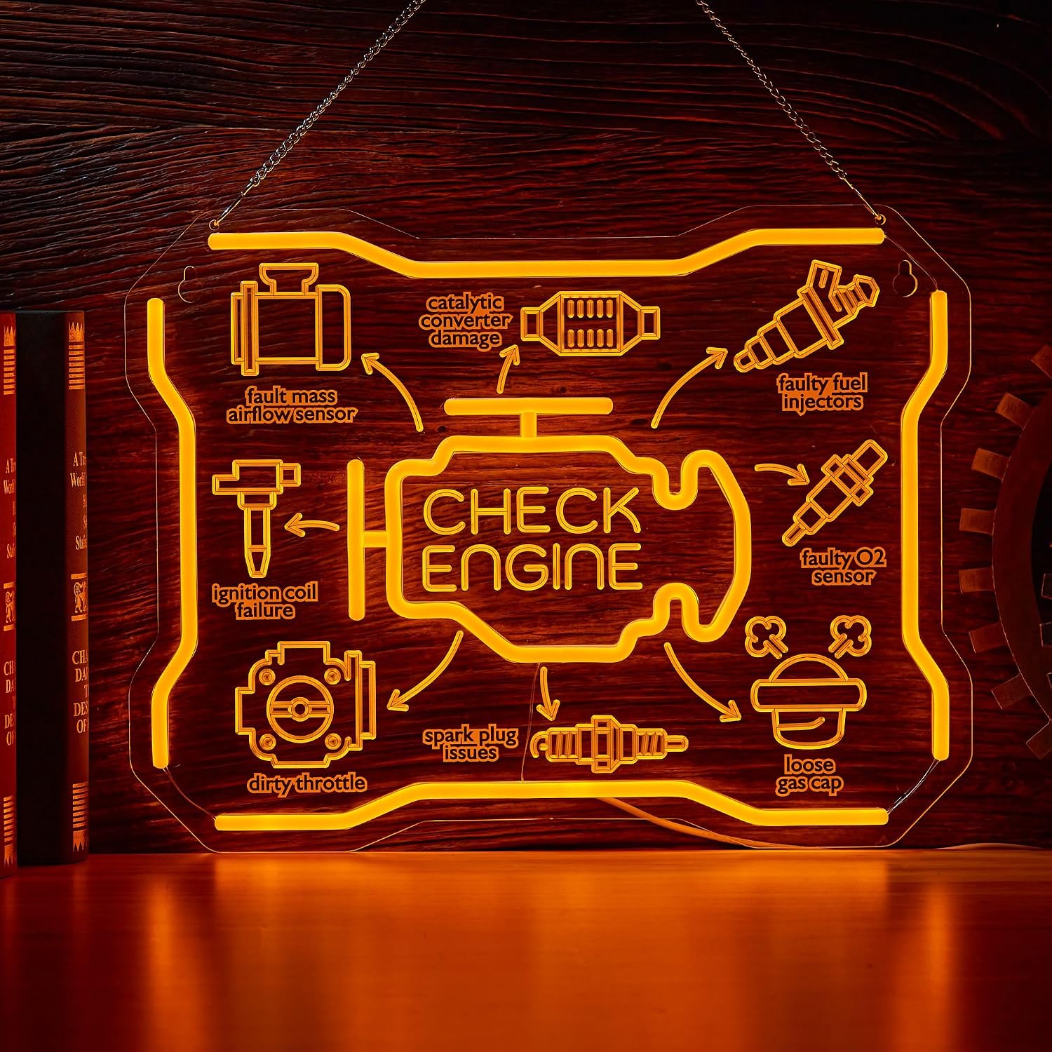 Check Engine Neon Sign USB LED - Auto Repair Shop Signs ulasan dan harga