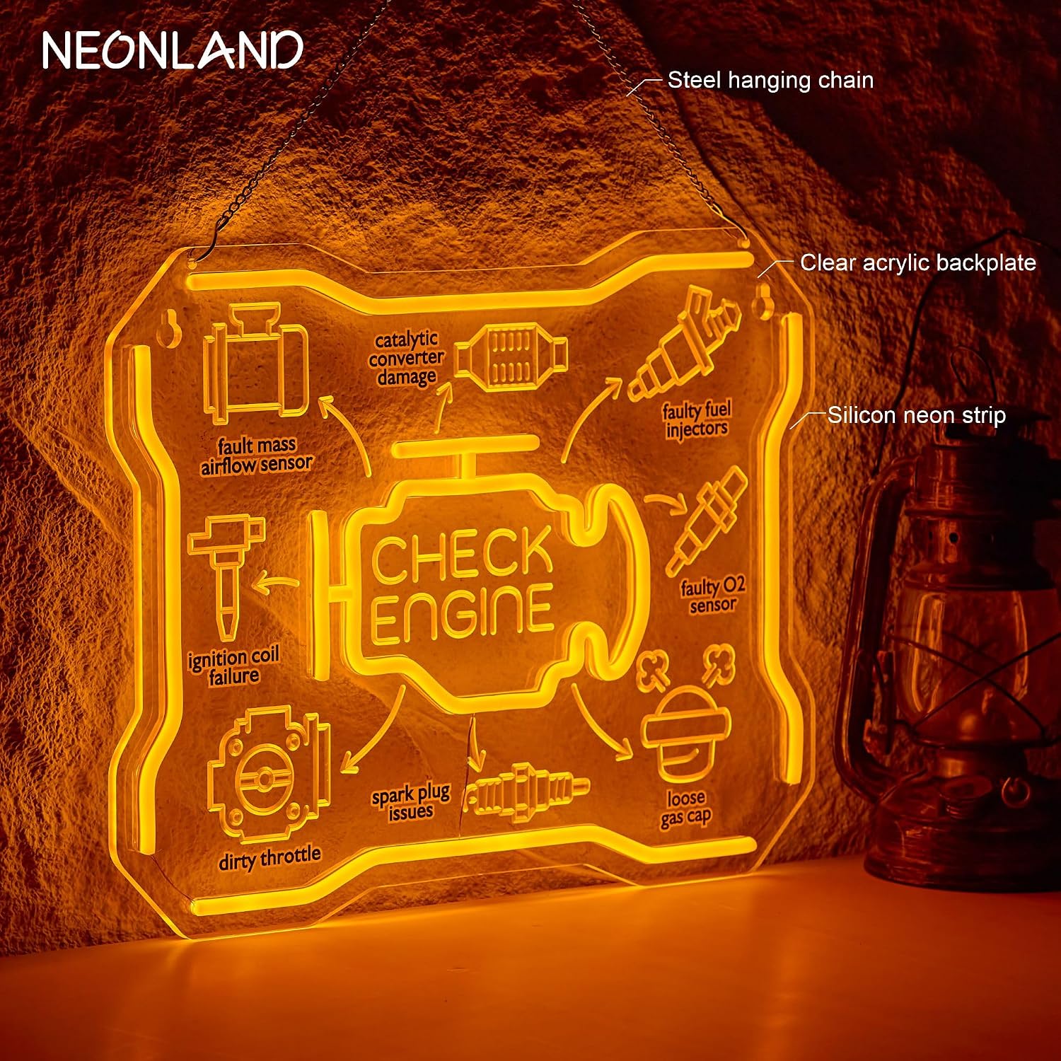 Check Engine Neon Sign USB LED - Auto Repair Shop Signs ulasan dan harga