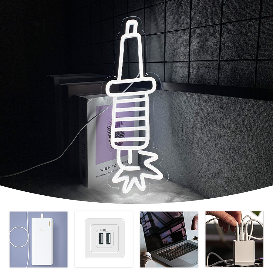 Spark Plug Neon Sign, White Le - Auto Repair Shop Signs ulasan dan harga