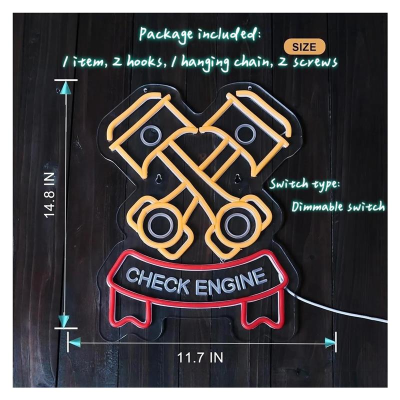 Check Engine Neon Sign For Aut - Auto Repair Shop Signs ulasan dan harga