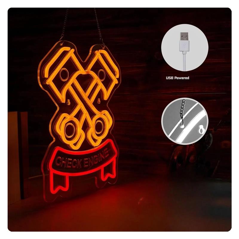 Check Engine Neon Sign For Aut - Auto Repair Shop Signs ulasan dan harga