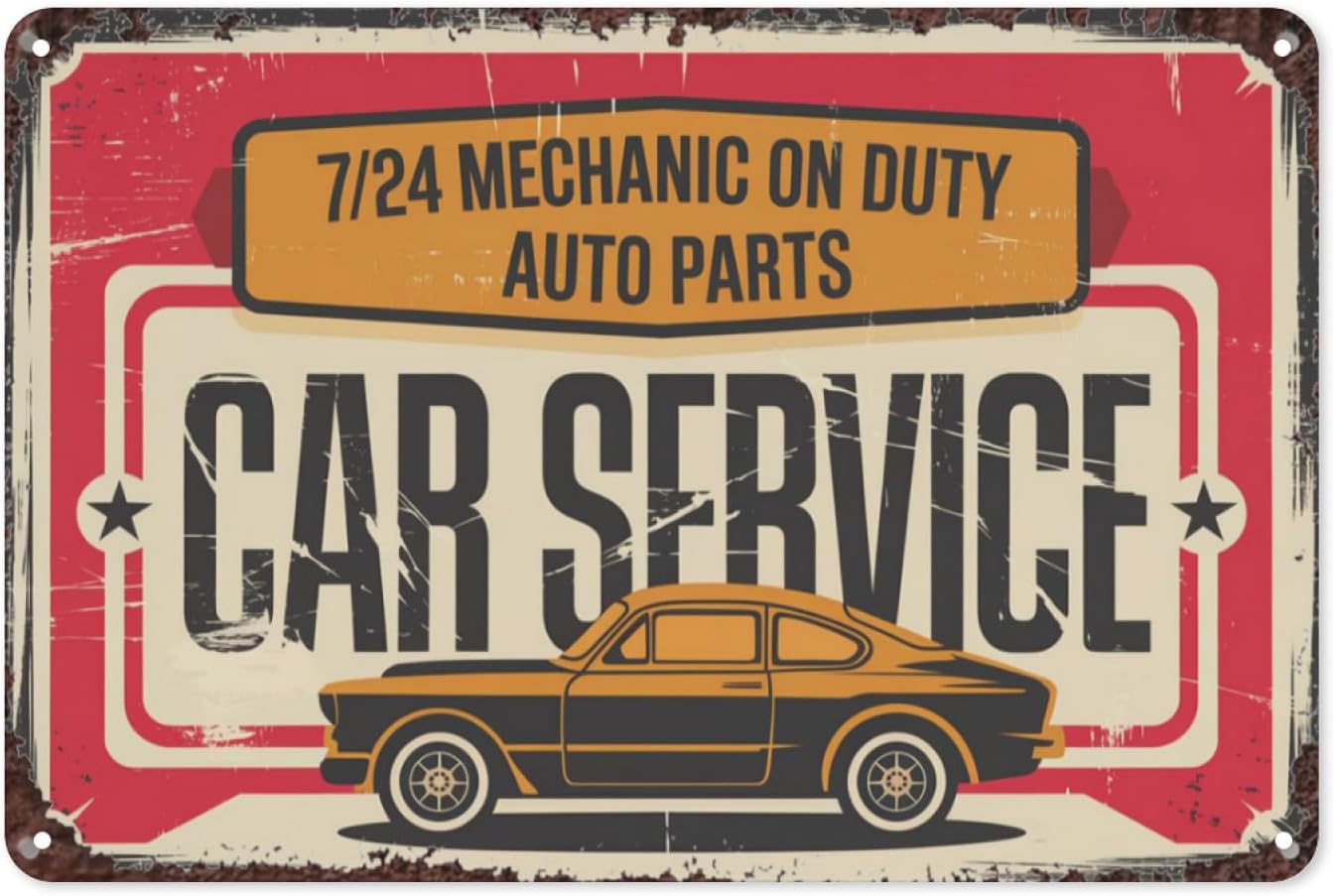 Car Service Retro Tin Sign, 8X - Auto Repair Shop Signs ulasan dan harga